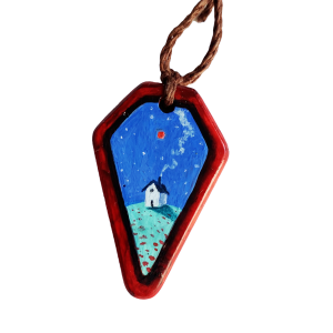 Hand Painted Necklace – Red Moon