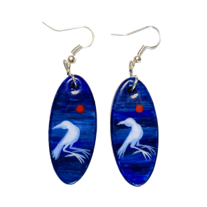 Hand Painted Earrings – Blood Moon Crow