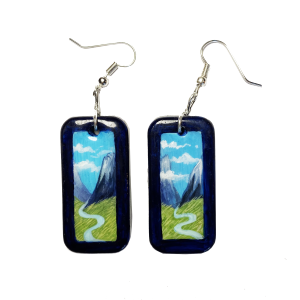 Hand Painted Earrings – Mountain River