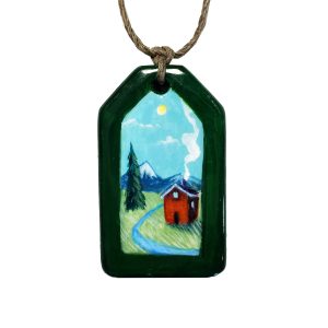 Hand Painted Necklace – Mountain Cabin