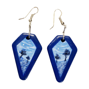 Hand Painted Earrings – Blue Field