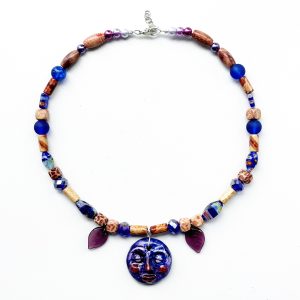 Purple Moon Face Beaded Choker (One Off)