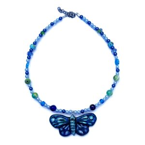 Blue Butterfly Beaded Choker (One Off)