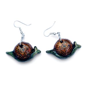 Rusty Green Snail Earrings