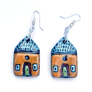 Little Orange House Earrings