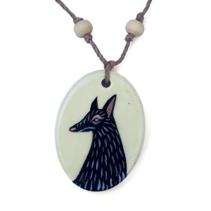 Oval Black Dog Necklace (One Off)